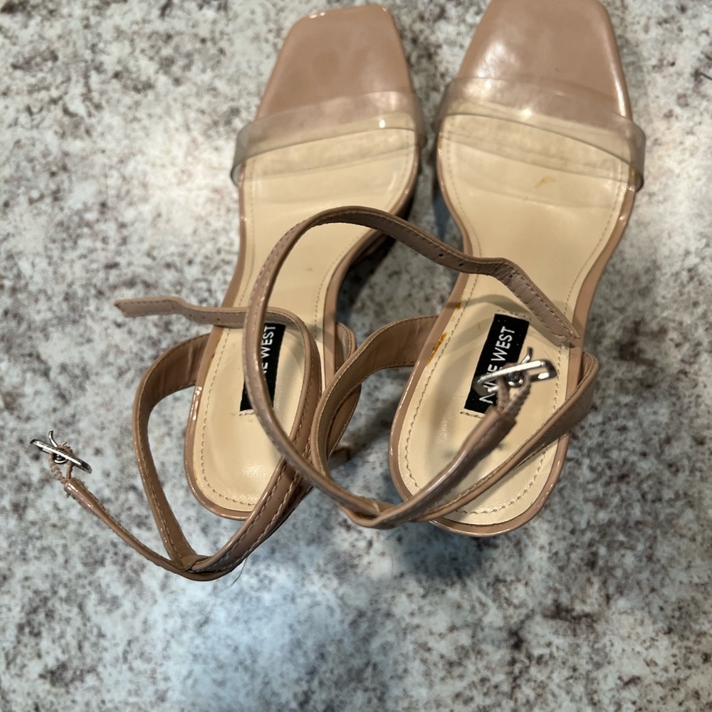 Nine West Beige and Clear Strappy Heels